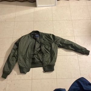 American eagle forest green bomber jacket